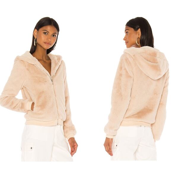 REVOLVE Jackets & Blazers - Revolve Superdown Marissa Faux Fur Hooded Jacket Medium Oatmeal